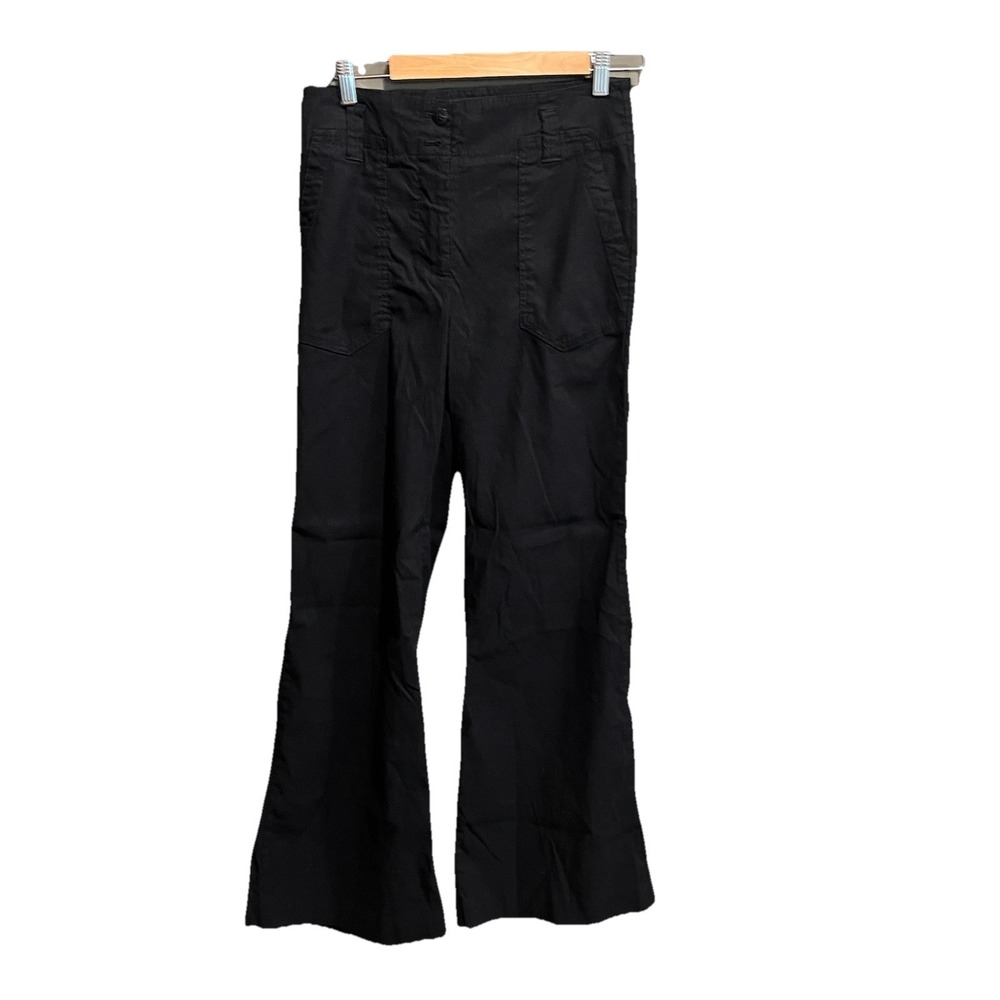 Maeve Black The Naomi Linen Blend Wide Leg Flare Women's Pants Size 6
